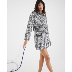 Black Boucle Tailored Sequin Mini Skirt