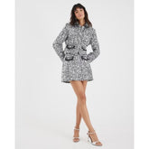 Black Boucle Tailored Sequin Mini Skirt