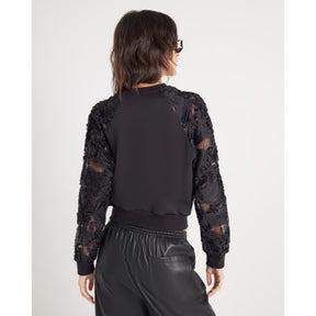 Black Boutique Sheer sleeve Bomber Jacket