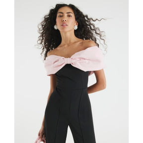 Black Bow Bardot Jumpsuit