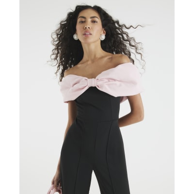 Black Bow Bardot Jumpsuit