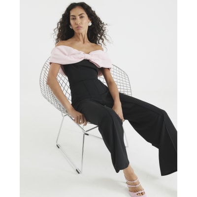 Black Bow Bardot Jumpsuit