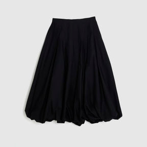 Black Bubble Hem Midi Skirt