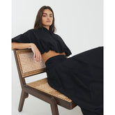 Black Bubble Hem Midi Skirt