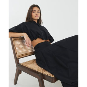 Black Bubble Hem Midi Skirt