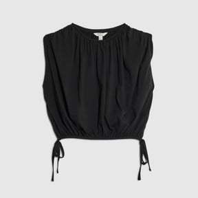 Black Bubble Hem Ruched Top