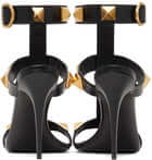 Valentino Garavani Black Calfskin Roman Stud 100 Heeled Sandals