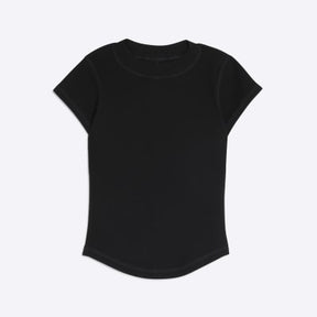 Black Cap Sleeve High Neck T-shirt
