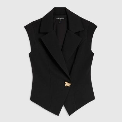 Black Cap Sleeve Twill Waistcoat