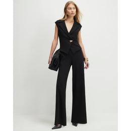 Black Cap Sleeve Wide Leg Jumpsuit
