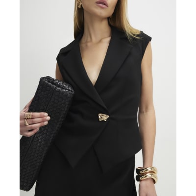 Black Cap Sleeve Wide Leg Jumpsuit