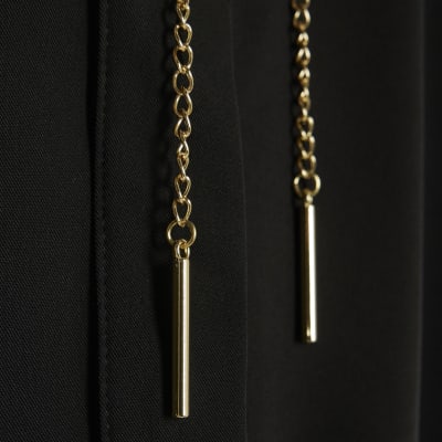 Black Chain Detail Mini Skater Dress