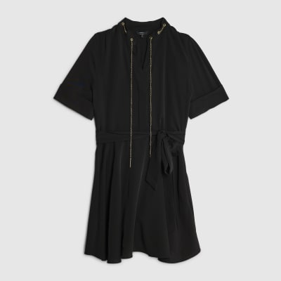 Black Chain Detail Mini Skater Dress