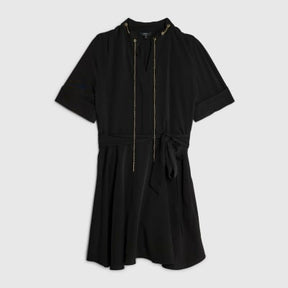 Black Chain Detail Mini Skater Dress