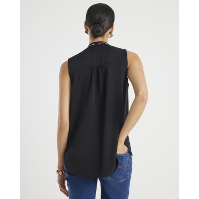 Black Chain Detail Shell Top