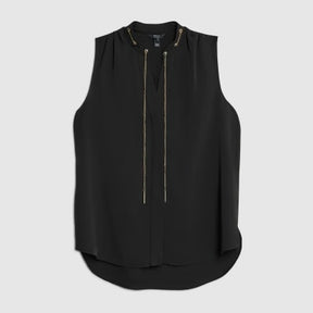 Black Chain Detail Shell Top