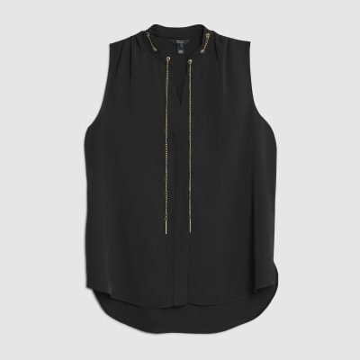 Black Chain Detail Shell Top