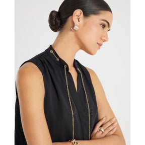 Black Chain Detail Shell Top