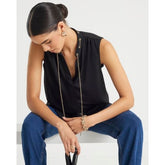 Black Chain Detail Shell Top