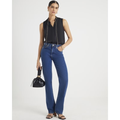 Black Chain Detail Shell Top