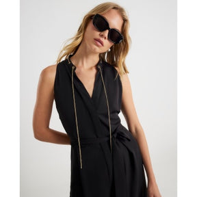 Black Chain Detail Wide Leg Jumpsuit