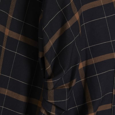 Black Check Shoulder Pad Shirt