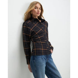 Black Check Shoulder Pad Shirt