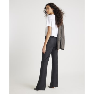 Black Coated Pocket Relaxed Flare Jeans