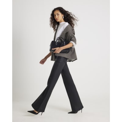 Black Coated Pocket Relaxed Flare Jeans
