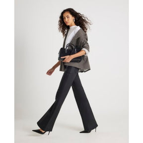 Black Coated Pocket Relaxed Flare Jeans