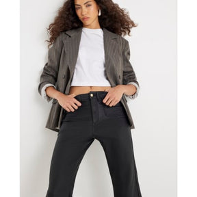 Black Coated Pocket Relaxed Flare Jeans