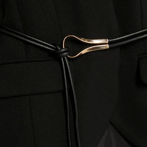 Black Cocoon Sleeve Belted Blazer