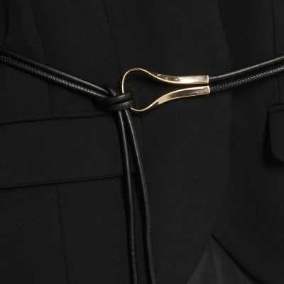 Black Cocoon Sleeve Belted Blazer