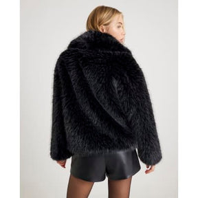 Black Collared Faux Fur Coat