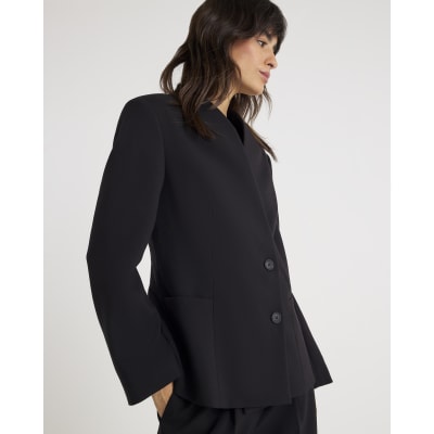 Black Collarless Blazer