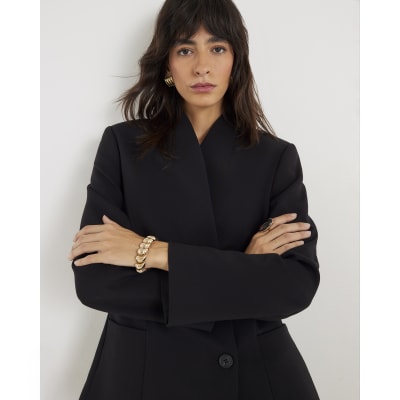 Black Collarless Blazer