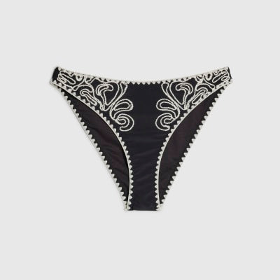 Black Cornelli Print Bikini Bottoms