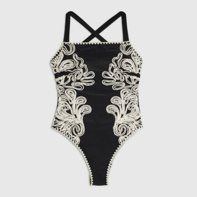 Black Cornelli Print Swimsuit