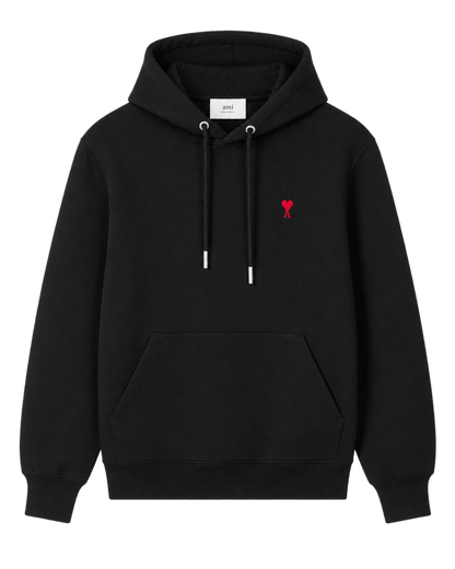 Black cotton hoodie with Ami de Coeur
