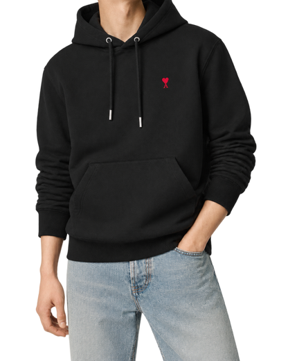 Black cotton hoodie with Ami de Coeur