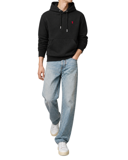 Black cotton hoodie with Ami de Coeur