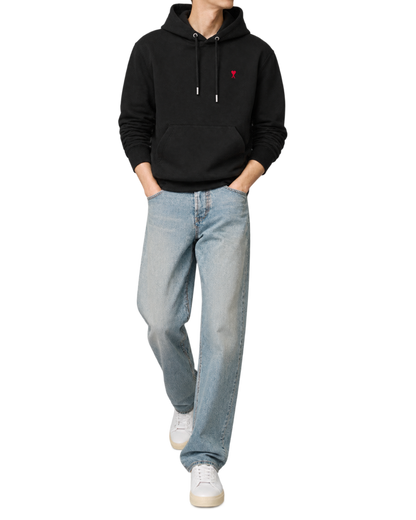 Black cotton hoodie with Ami de Coeur