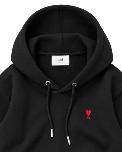 Black cotton hoodie with Ami de Coeur