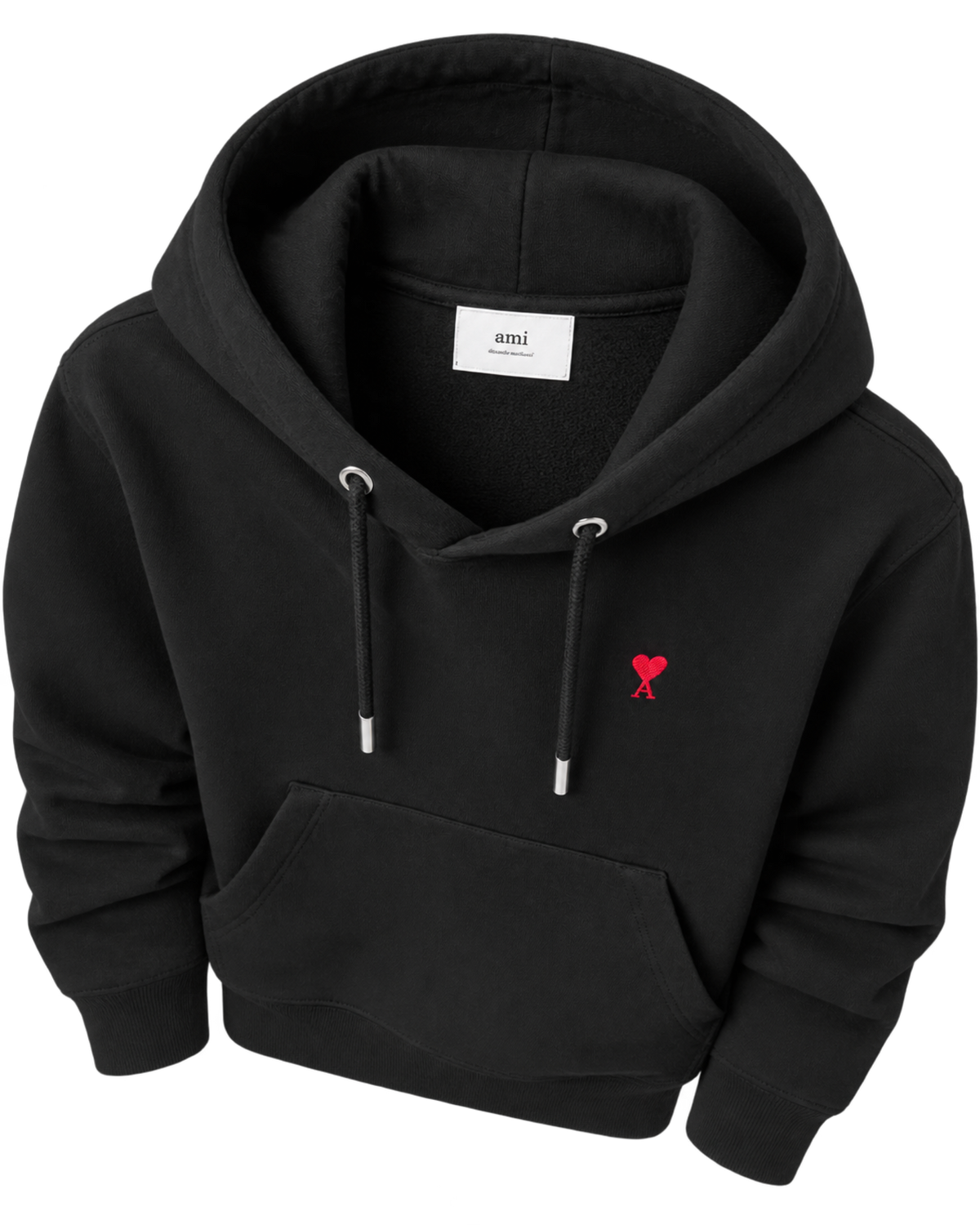 Black cotton hoodie with Ami de Coeur