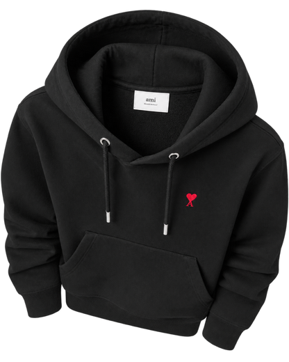 Black cotton hoodie with Ami de Coeur
