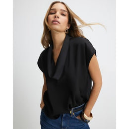 Black Cowl Neck Boxy T-shirt
