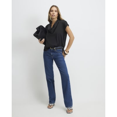 Black Cowl Neck Boxy T-shirt