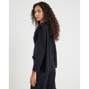 Black Cowl Neck Drape Blouse