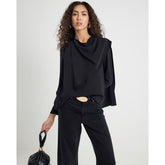 Black Cowl Neck Drape Blouse