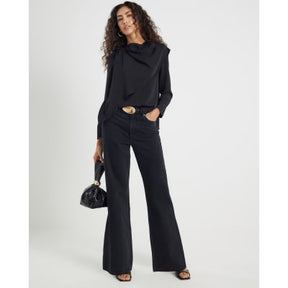 Black Cowl Neck Drape Blouse